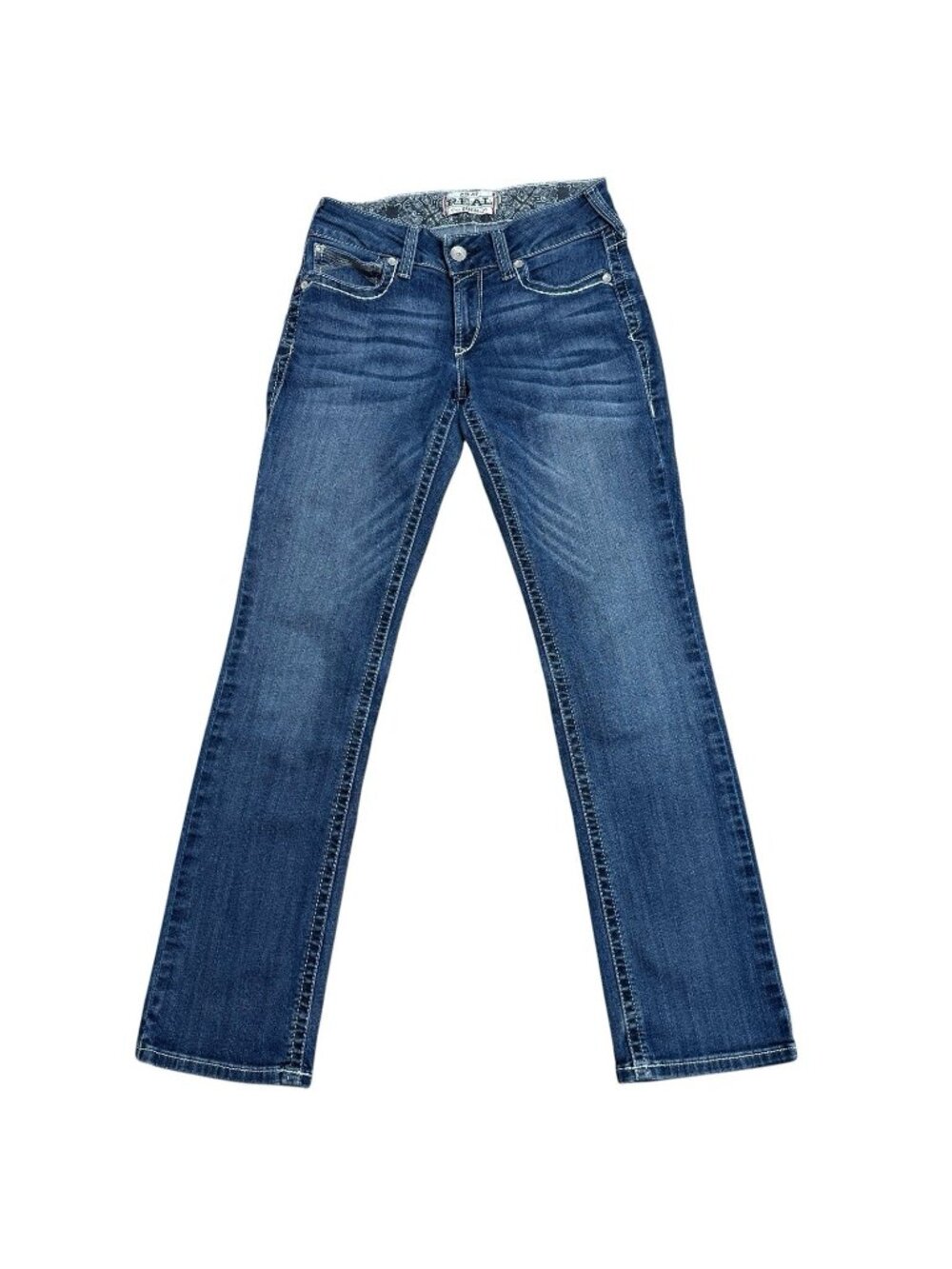 ARIAT REAL DENIM JEANS DRESDEN 10024300 WOMENS 29 MID RISE STRAIGHT STRETCH IVY